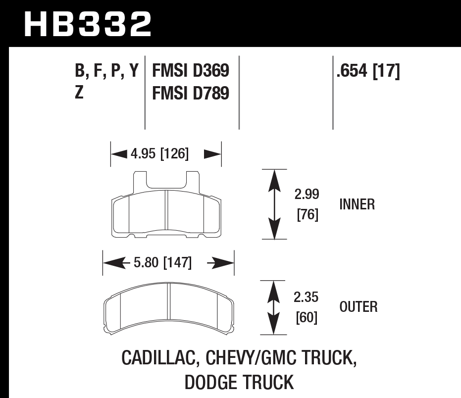 HB332Y.654 - Hawk LTS Brake Pads; Front