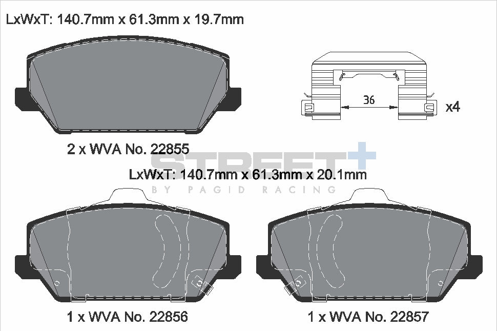 Pagid Racing Street+ Brake Pads - Front | T8229SP2001 - Pagid Racing brake pads