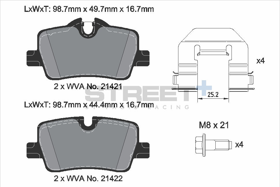Pagid Racing Street+ Brake Pads - Rear | T8266SP2001 - Pagid Racing brake pads