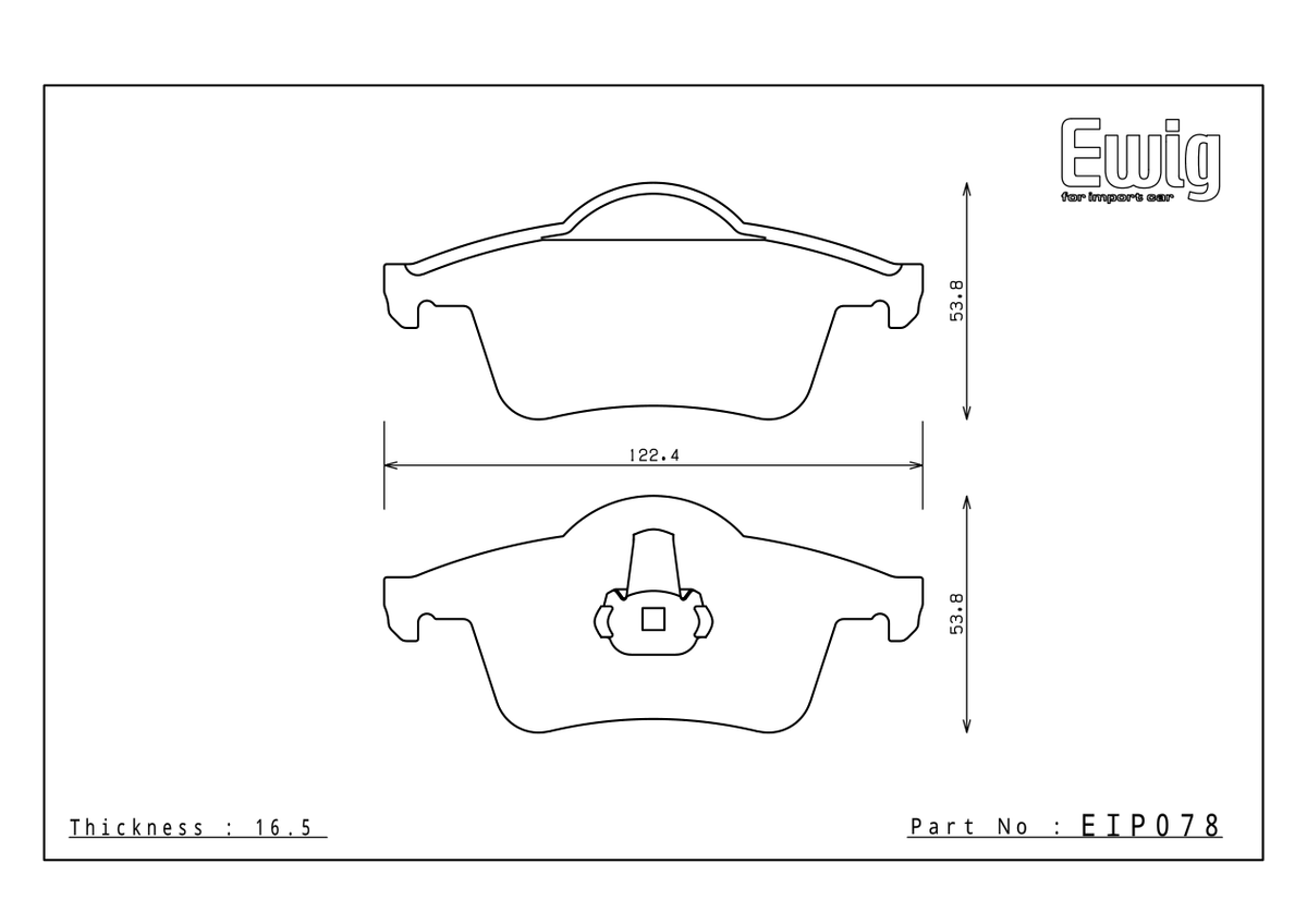 Endless EIP078 pad shape and dimensions