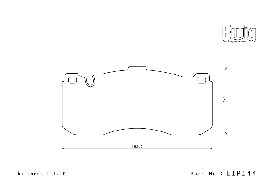 Endless EIP144 pad shape technical drawing