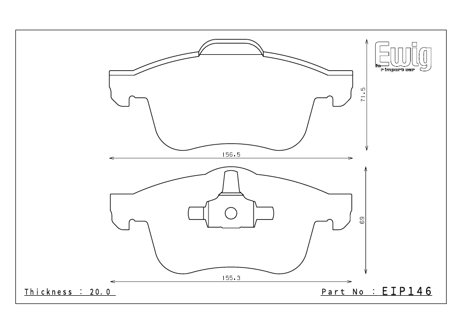 Endless EIP146 pad shape technical drawing
