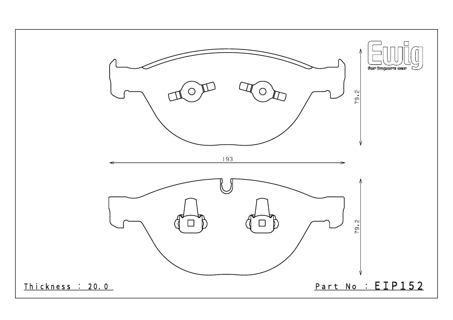 Endless EIP152 pad shape technical drawing