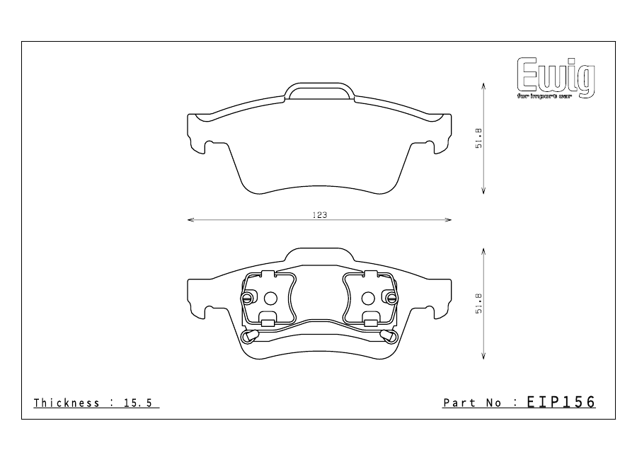 Endless EIP156 pad shape technical drawing