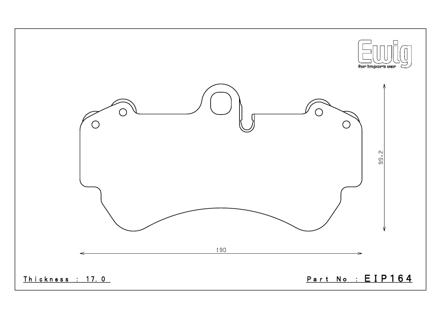 Endless EIP164 pad shape technical drawing