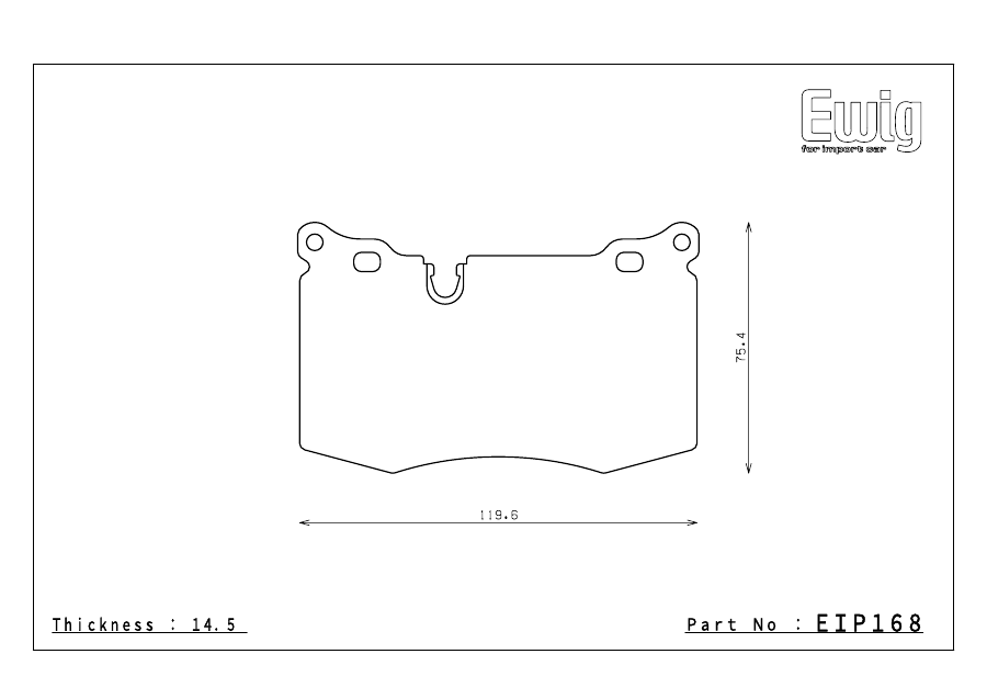 Endless EIP168 pad shape technical drawing