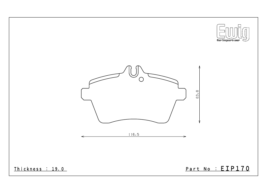 Endless EIP170 pad shape technical drawing