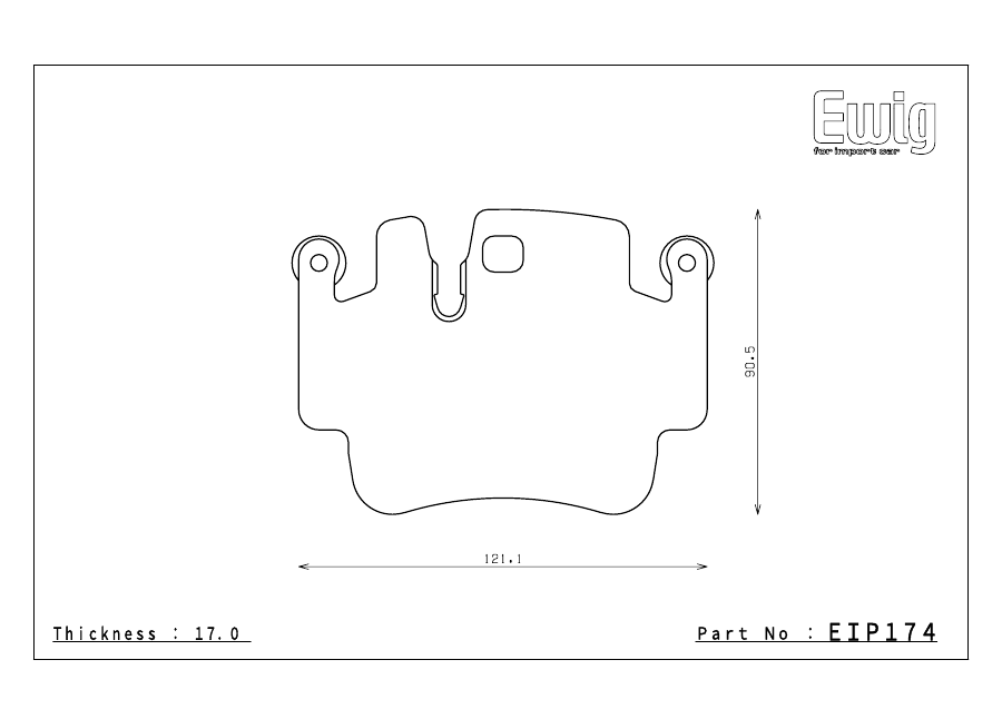Endless EIP174 pad shape technical drawing