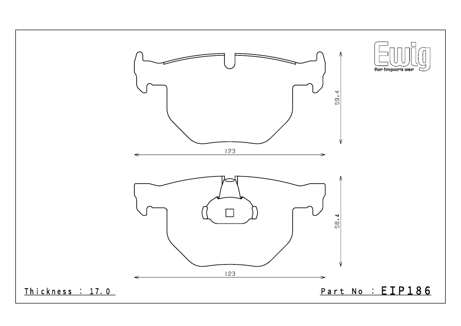 Endless EIP186 pad shape technical drawing