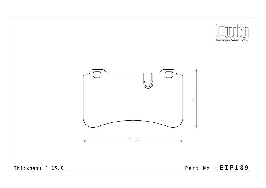 Endless EIP189 pad shape technical drawing