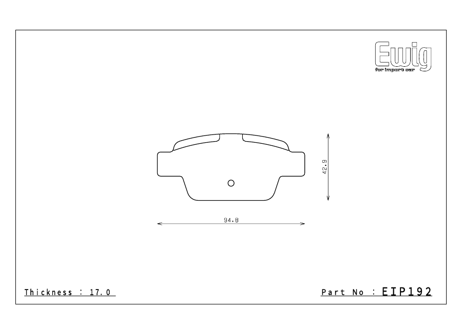 Endless EIP192 pad shape technical drawing
