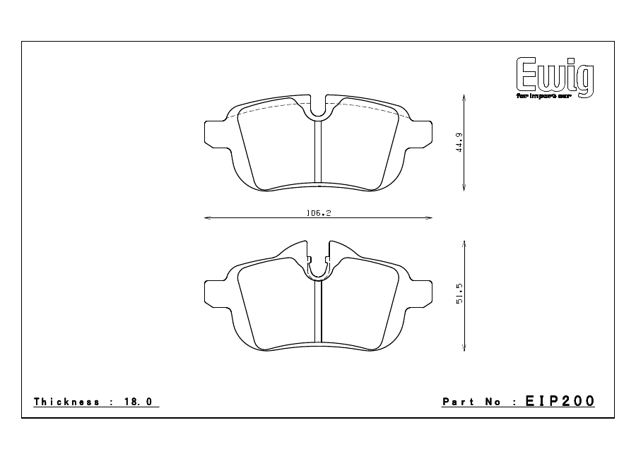 Endless EIP200 pad shape technical drawing