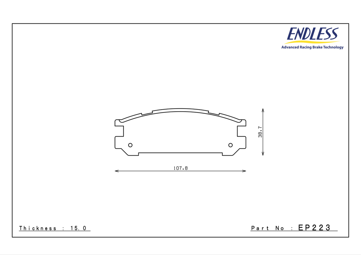 Endless EP223 pad shape and dimensions