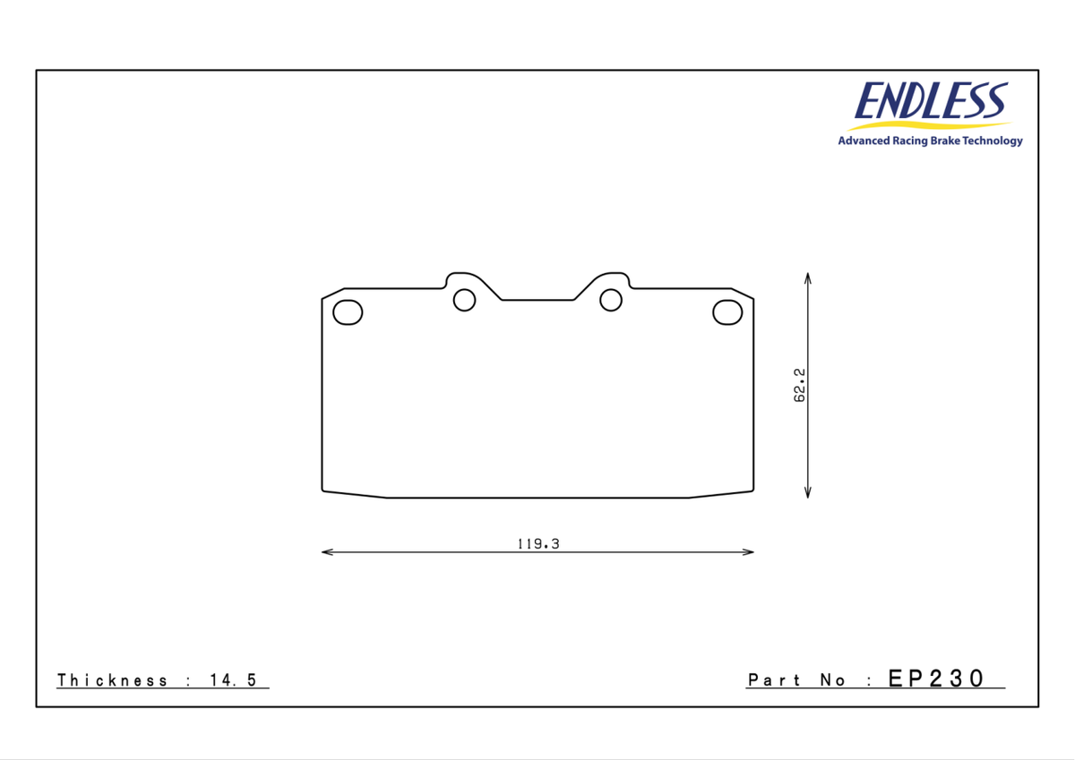 Endless EP230 pad shape and dimensions