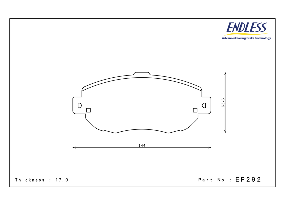 Endless EP292 pad shape and dimensions