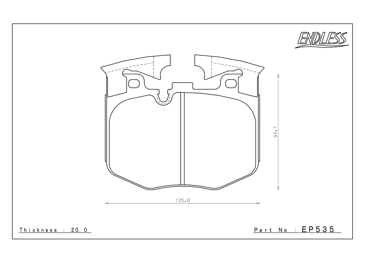 Endless EP535 pad shape and dimensions