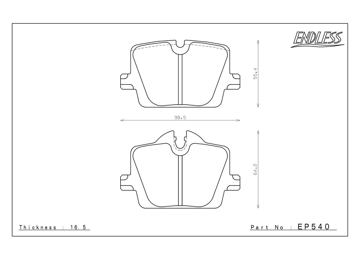Endless EP540 pad shape and dimensions