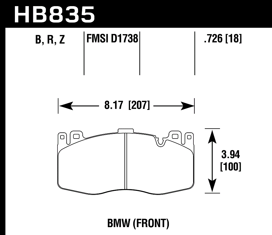 HB835B.726 - Hawk HPS 5.0 Brake Pads; Front