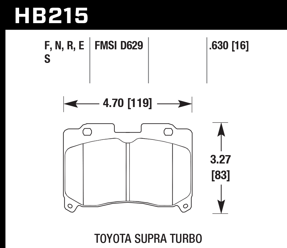 HB215F.630 - Hawk HPS Brake Pads; Front
