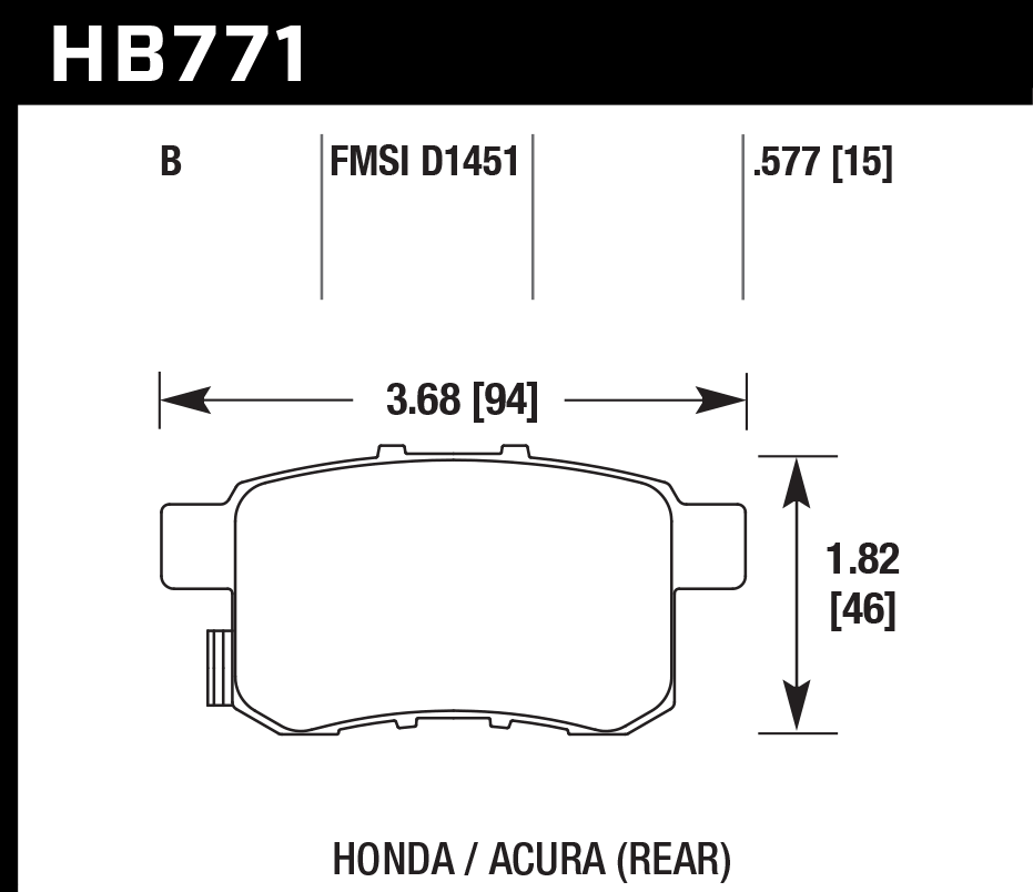 HB771B.597 - Hawk HPS 5.0 Brake Pads; Rear