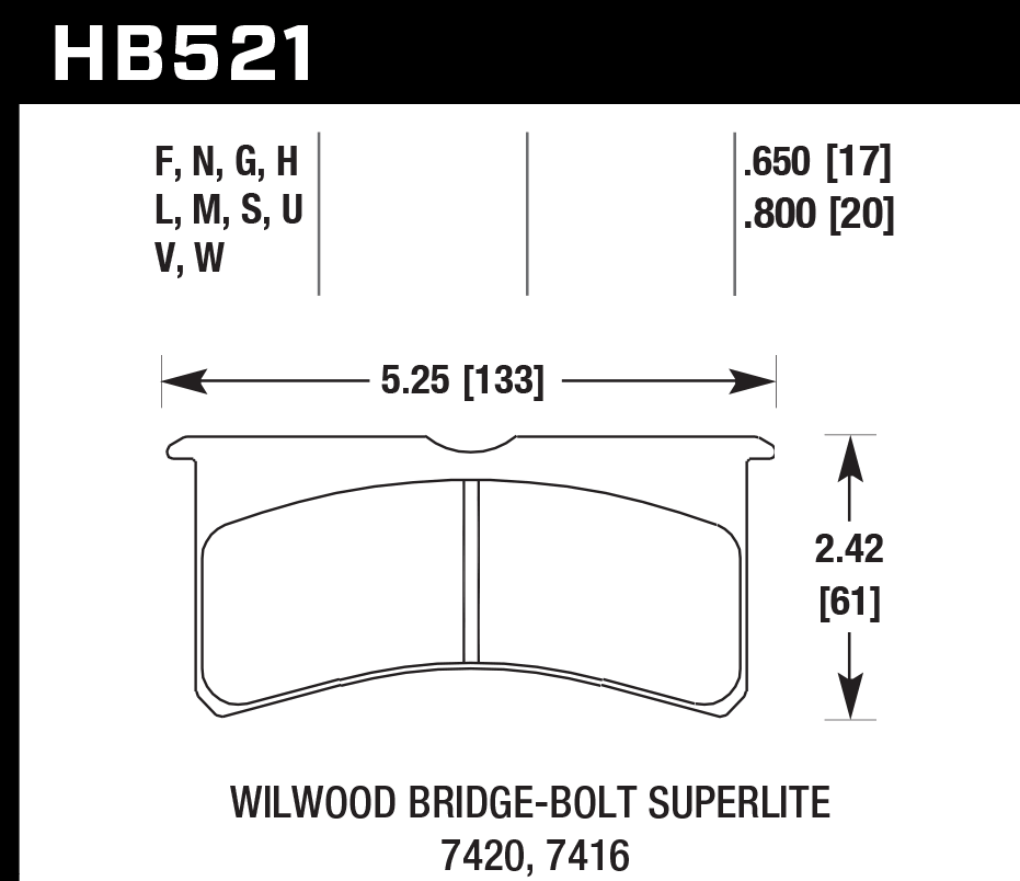 HB521W.800 - Hawk DTC-30 Brake Pads;
