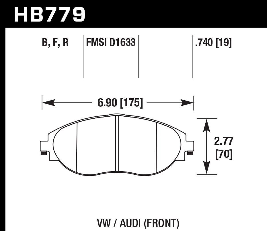 HB779U.740 - Hawk DTC-70 Brake Pads; Front