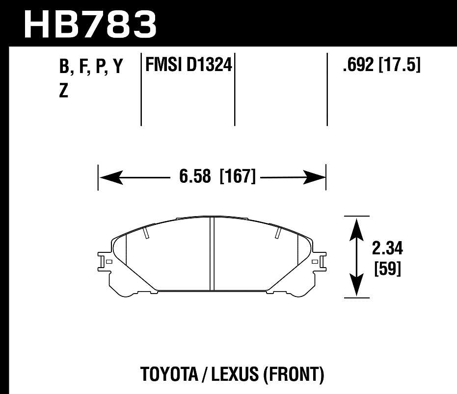 HB783Z.692 - Hawk PC Brake Pads; Front