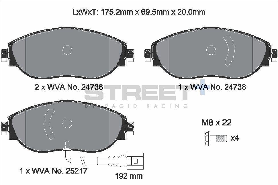 Pagid Racing Street+ Brake Pads - Front | T8192SP2001 - Pagid Racing brake pads