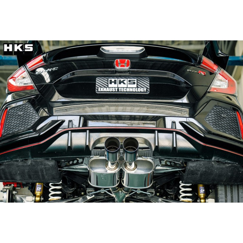 HKS Legamax Premium exhaust system for Honda Civic Type R FK8 with ECE TUV approval and titanium tail tips