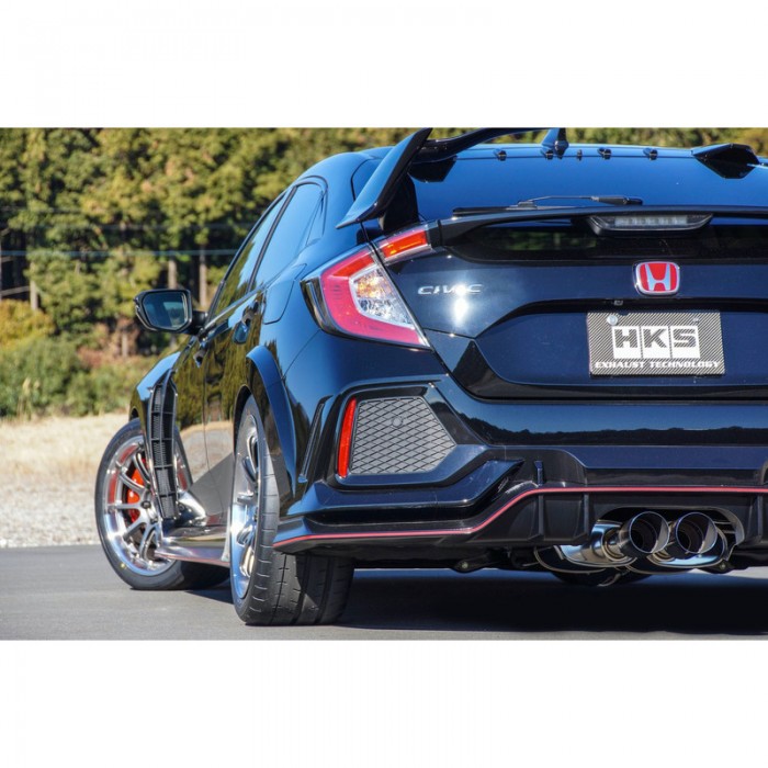 HKS Legamax Premium exhaust system for Honda Civic Type R FK8 with ECE TUV approval and titanium tail tips