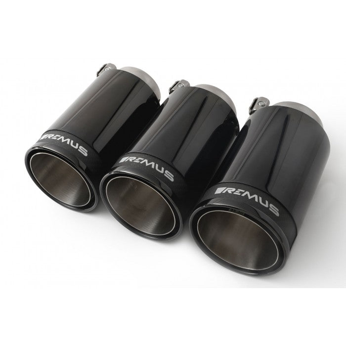 REMUS Valvetronic Cat Back Exhaust System for Honda Civic Type R FK8 with black chrome carbon 98mm tailpipes