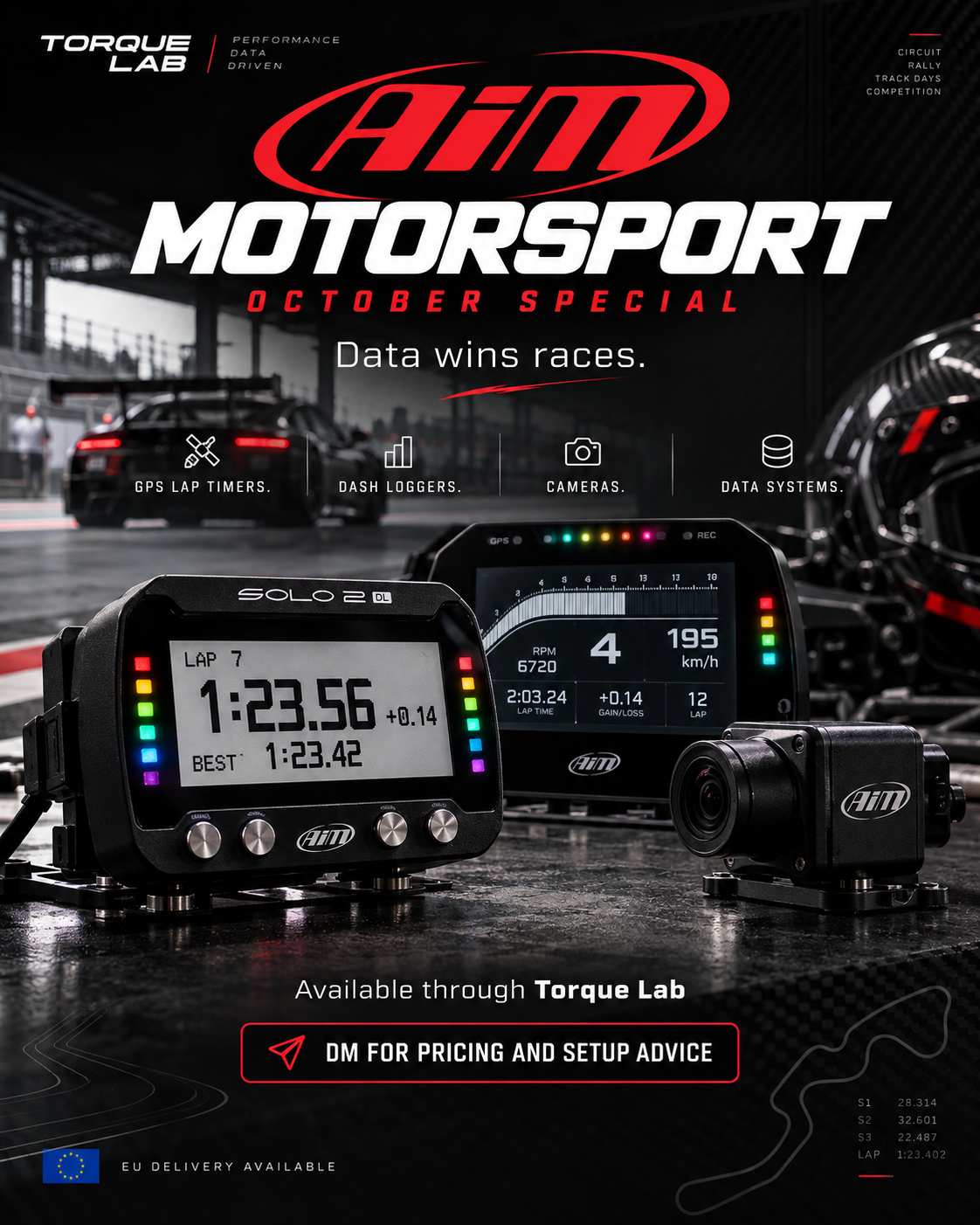 AiM Motorsport race electronics available through Torque Lab
