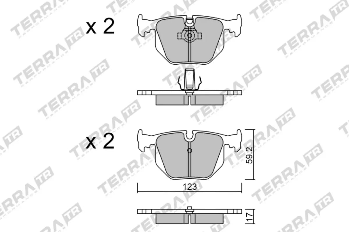 Terra Track Days brake pads TP18780TR FMSI D0548 - pad technical drawing