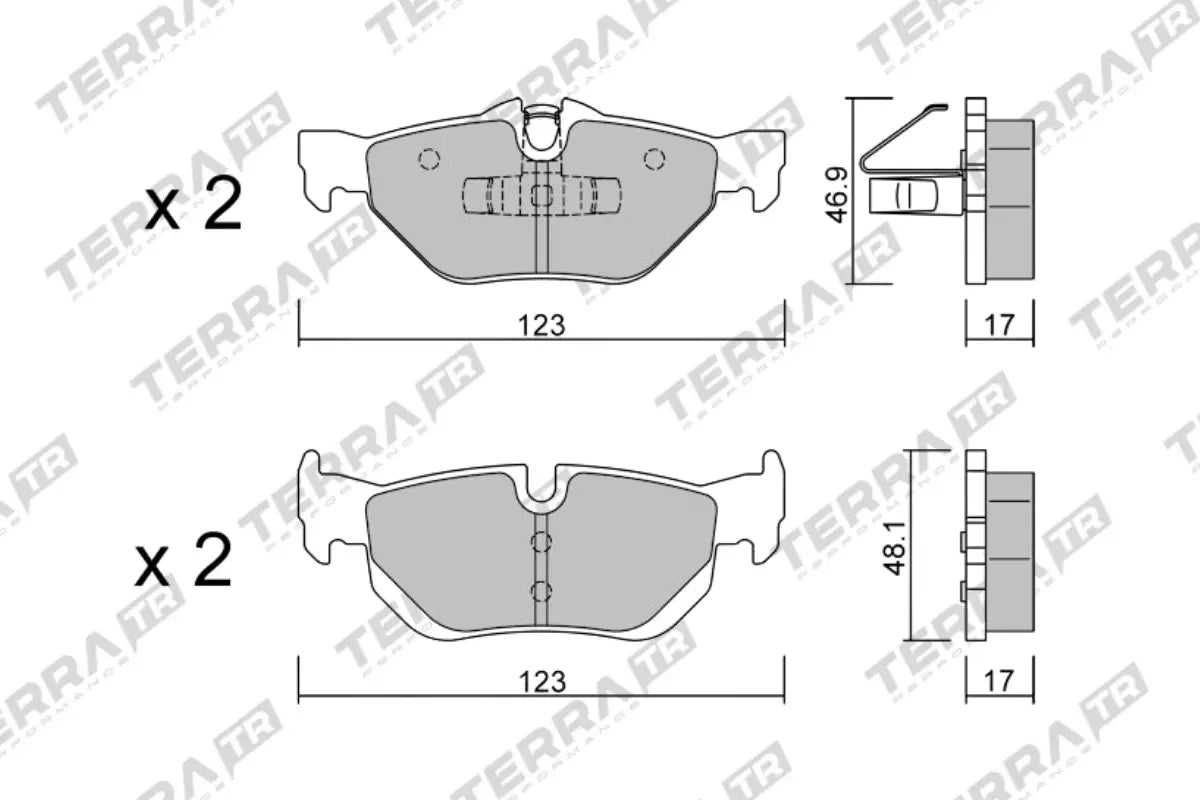 Terra Track Days brake pads TP21240TR FMSI D1171 - pad technical drawing