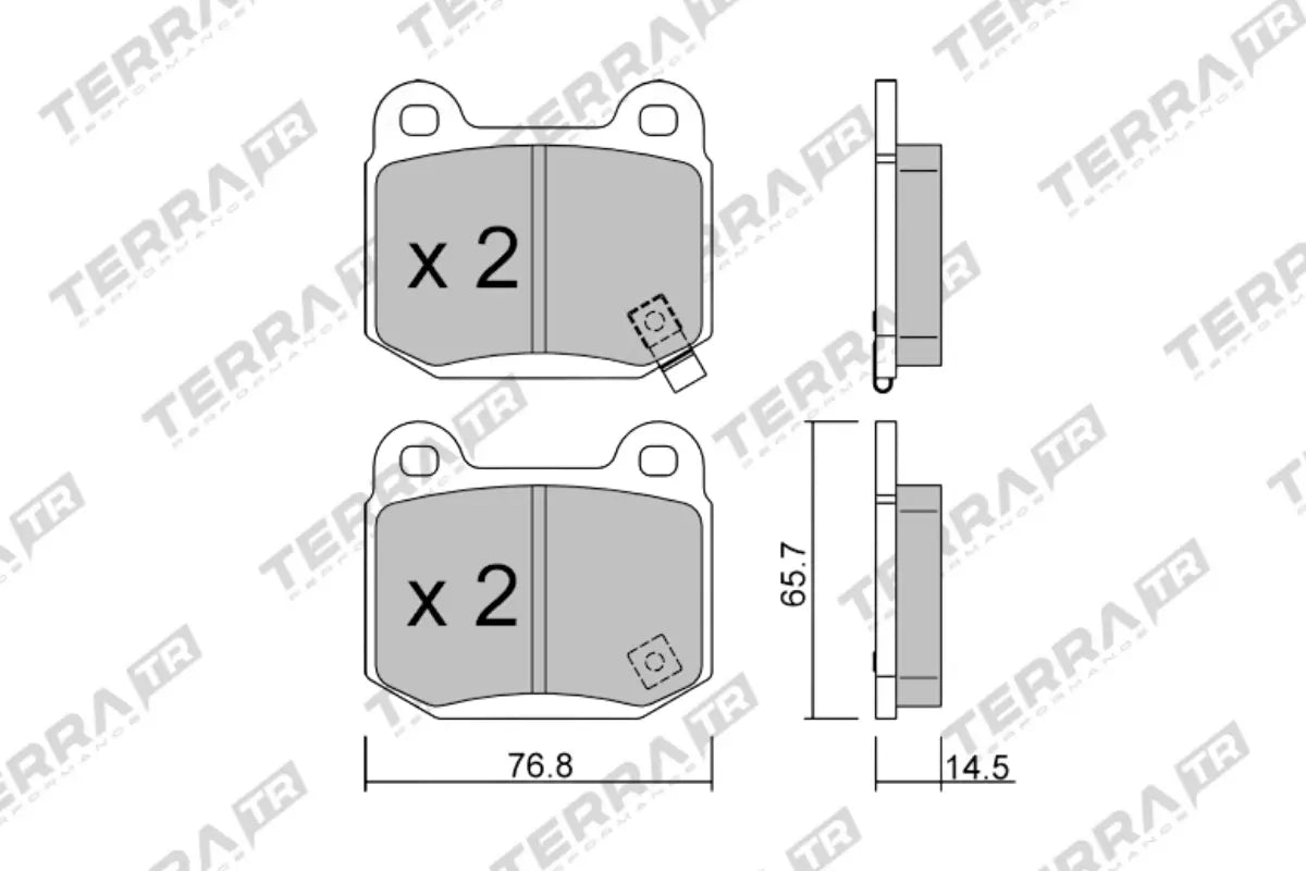 Terra Track Days brake pads TP24150TR FMSI D0961 - pad technical drawing