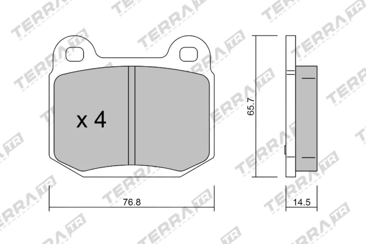Terra Track Days brake pads TP24151TR FMSI D0961 - pad technical drawing