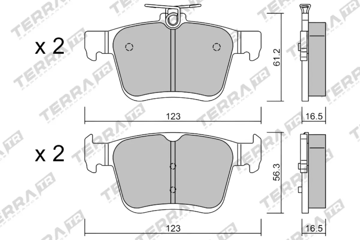 Terra Track Days brake pads TP30510TR FMSI D1761 - pad technical drawing
