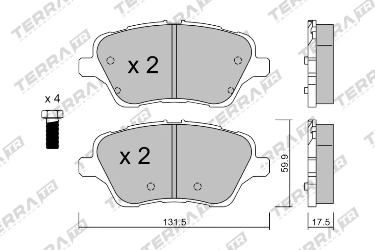 Terra Track Days brake pads TP31260TR FMSI D1730 - pad technical drawing