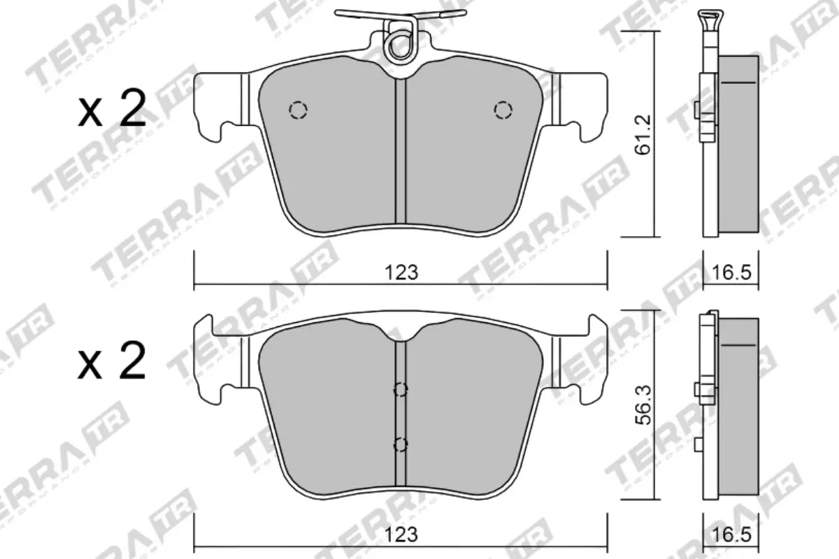 Terra Track Days brake pads TP31410TR FMSI D1761 - pad technical drawing