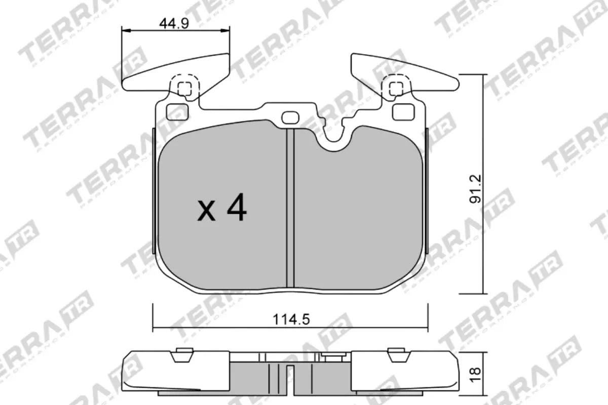 Terra Track Days brake pads TP32670TR FMSI D1609 - pad technical drawing