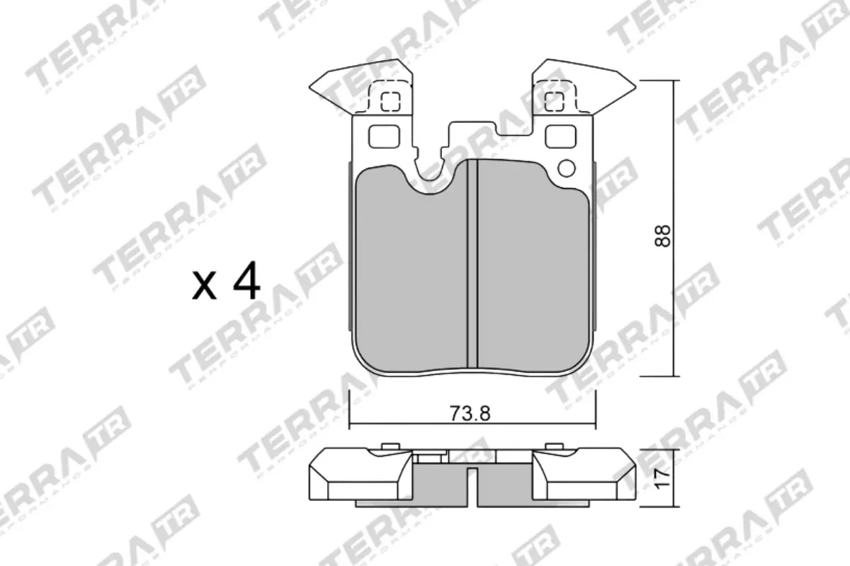 Terra Track Days brake pads TP32700TR FMSI D1656 - pad technical drawing