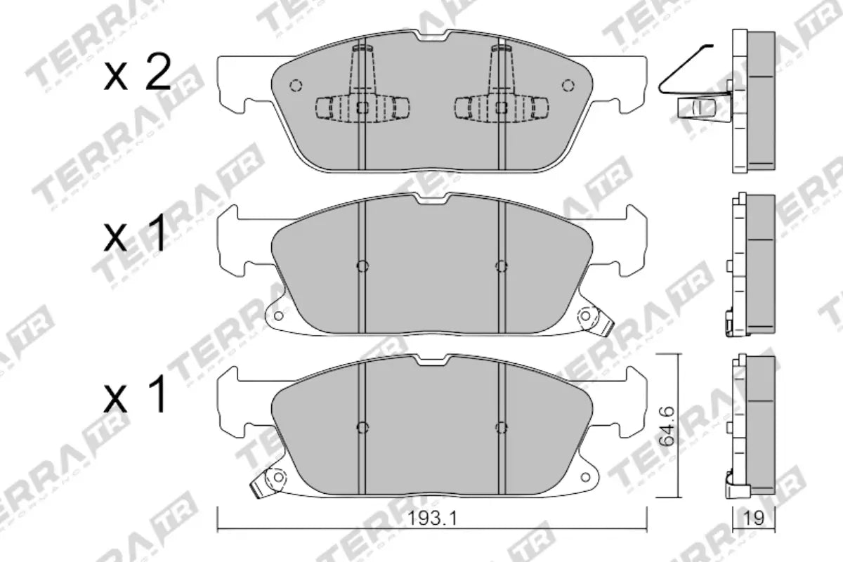 Terra Track Days brake pads TP35010TR FMSI D1818 - pad technical drawing