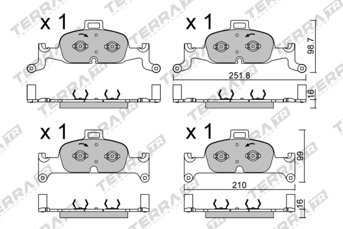 Terra Track Days brake pads TP35280TR FMSI D1897 - pad technical drawing