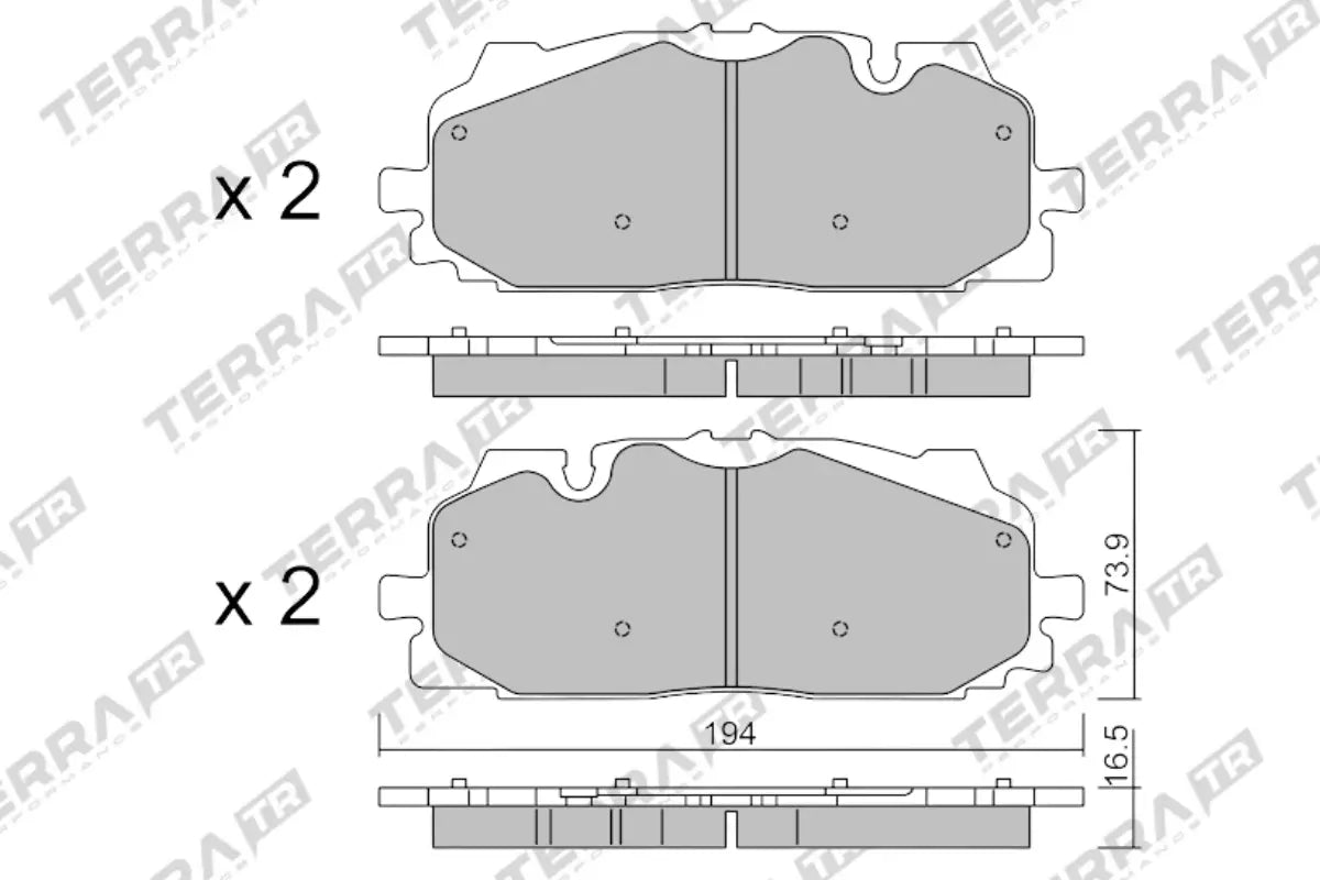 Terra Track Days brake pads TP35340TR FMSI D1894 - pad technical drawing