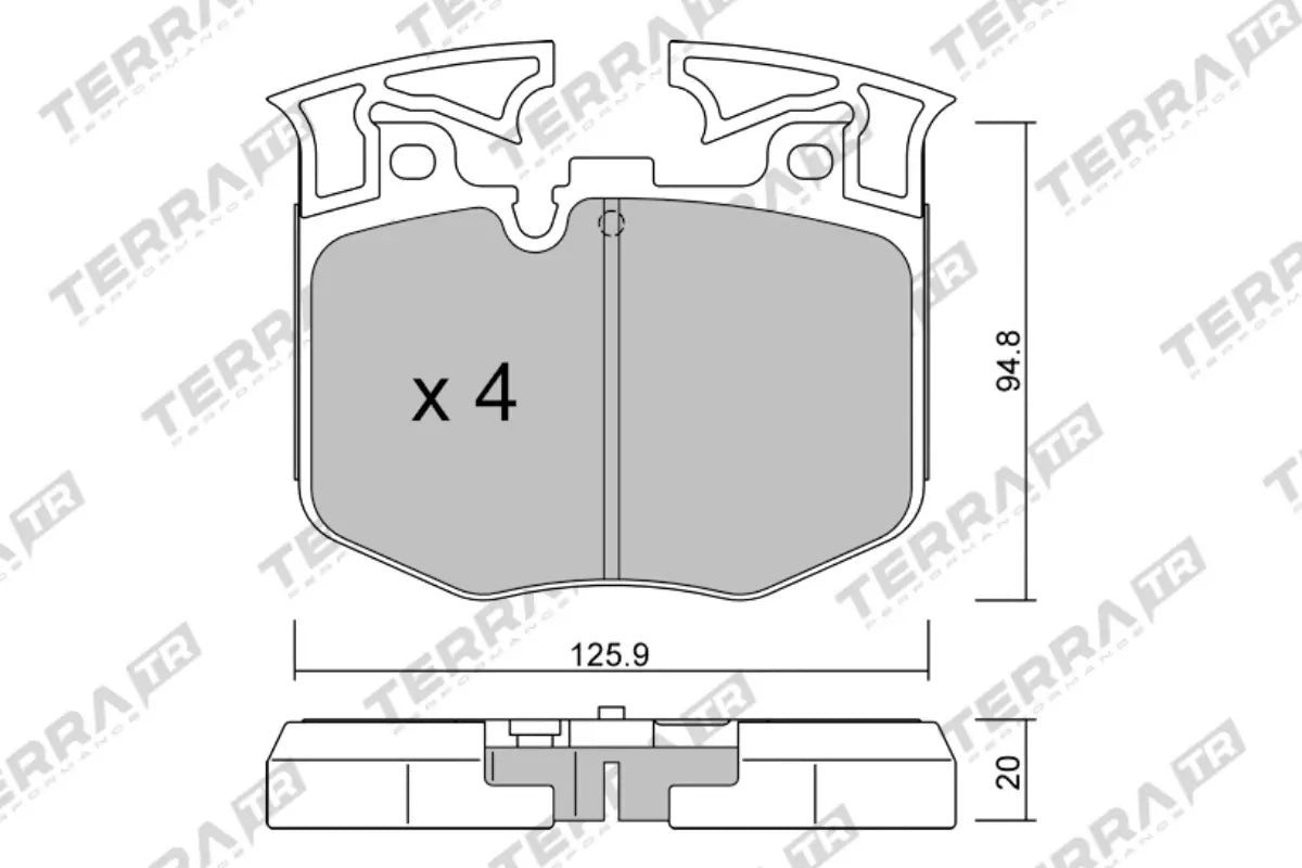 Terra Track Days brake pads TP35880TR FMSI D1867 - pad technical drawing