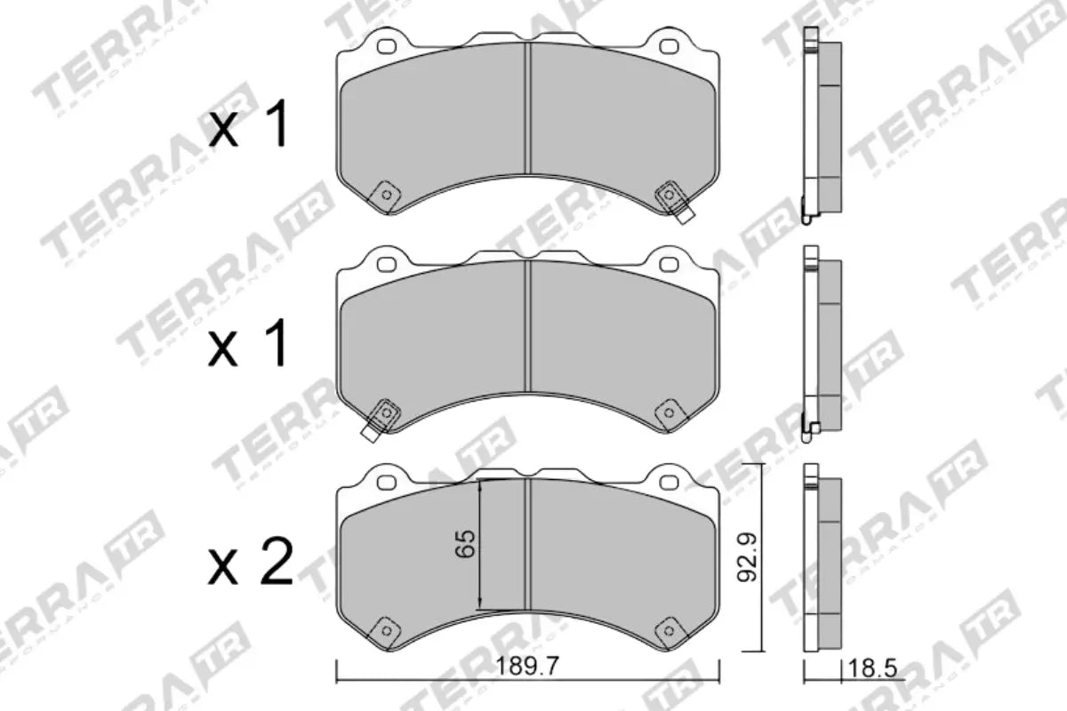 Terra Track Days brake pads TP36180TR FMSI D1382 - pad technical drawing