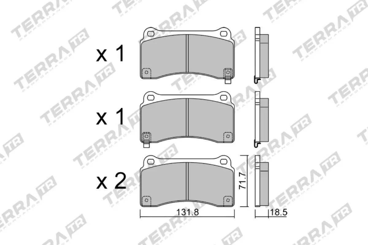 Terra Track Days brake pads TP36210TR FMSI D1383 - pad technical drawing