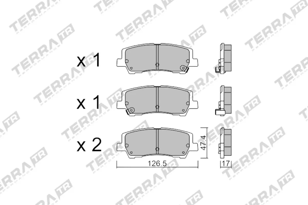 Terra Track Days brake pads TP37020TR FMSI D1793 - pad technical drawing