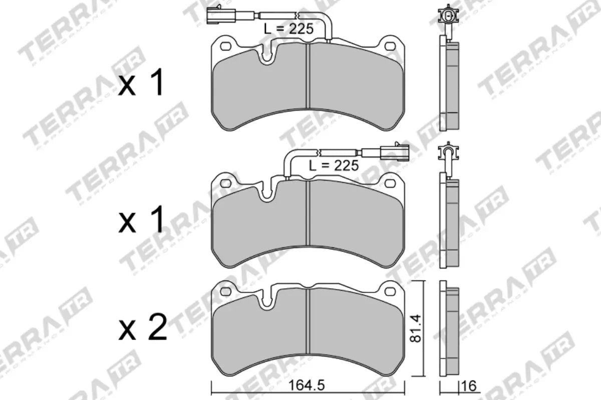 Terra Track Days brake pads TP37532TR FMSI D1116 - pad technical drawing