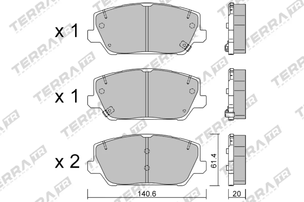 Terra Track Days brake pads TP38730TR FMSI D2211 - pad technical drawing